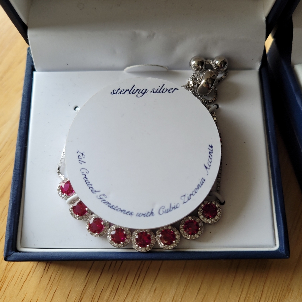 Beautiful lab created Ruby ring & bracelet